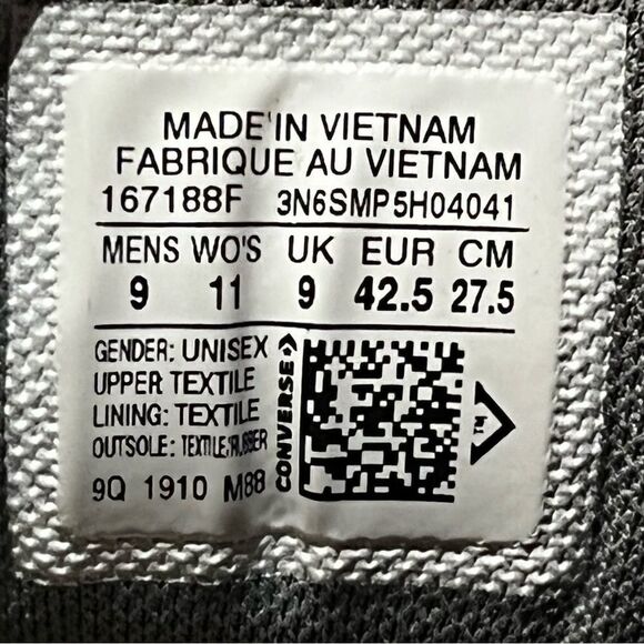 Converse All Star Hi Top Sneaker Unisex Gray and black Men's 9 Women's 11 - Picture 8 of 9